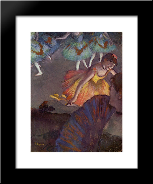 Ballerina And Lady With A Fan 20x24 Black Modern Wood Framed Art Print Poster by Degas, Edgar
