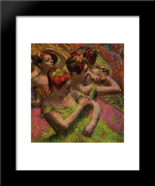 Ballerinas Adjusting Their Dresses 20x24 Black Modern Wood Framed Art Print Poster by Degas, Edgar