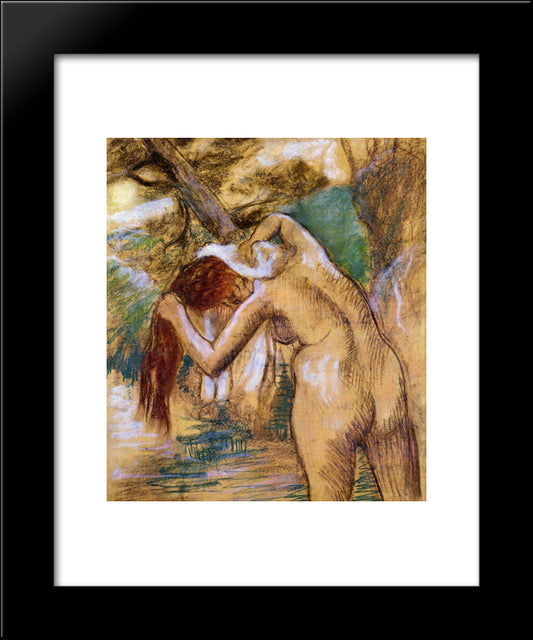 Bather By The Water 20x24 Black Modern Wood Framed Art Print Poster by Degas, Edgar