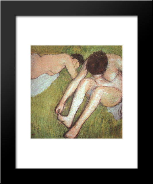 Bathers On The Grass 20x24 Black Modern Wood Framed Art Print Poster by Degas, Edgar