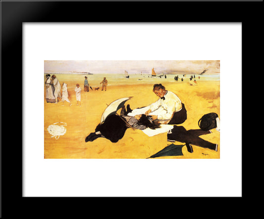 Beach Scene 20x24 Black Modern Wood Framed Art Print Poster by Degas, Edgar