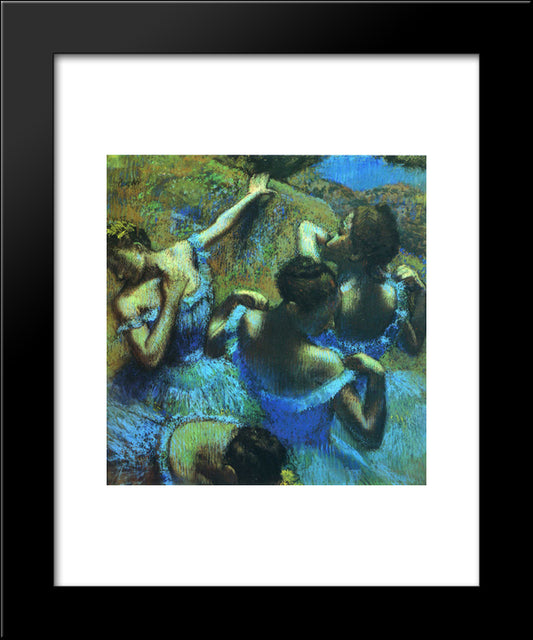 Blue Dancers 20x24 Black Modern Wood Framed Art Print Poster by Degas, Edgar