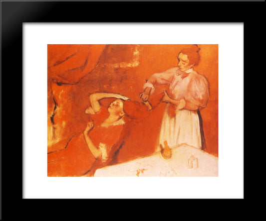 Combing The Hair 20x24 Black Modern Wood Framed Art Print Poster by Degas, Edgar