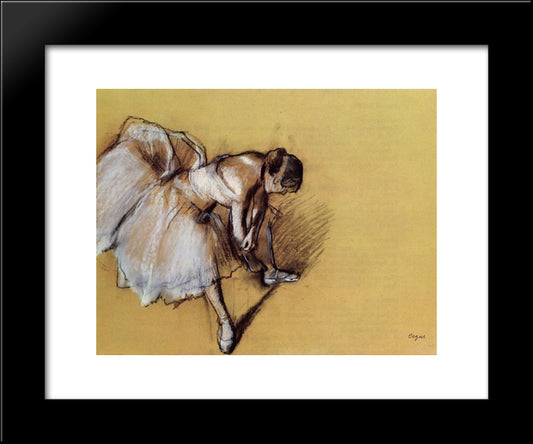 Dancer Adjusting Her Sandel 20x24 Black Modern Wood Framed Art Print Poster by Degas, Edgar