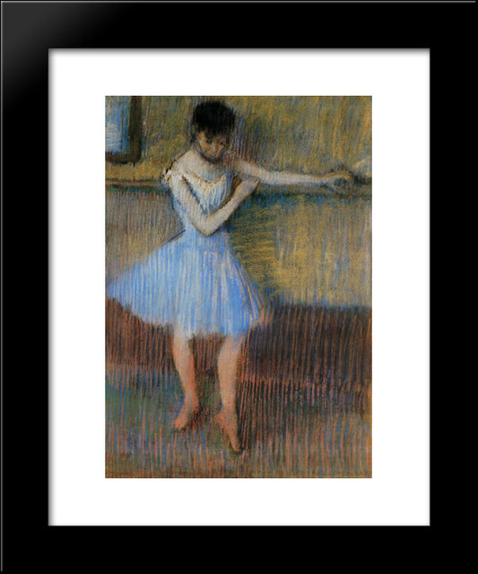 Dancer In Blue At The Barre 20x24 Black Modern Wood Framed Art Print Poster by Degas, Edgar
