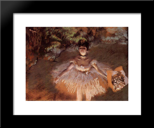 Dancer On Stage With A Bouquet 20x24 Black Modern Wood Framed Art Print Poster by Degas, Edgar