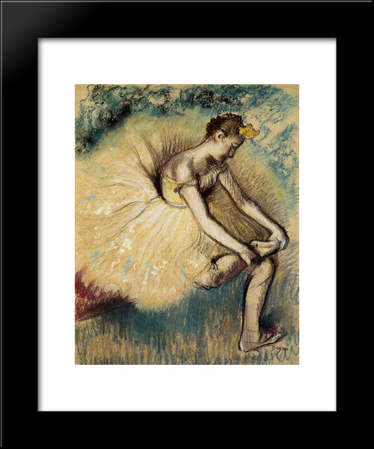 Dancer Putting On Her Slipper 20x24 Black Modern Wood Framed Art Print Poster by Degas, Edgar
