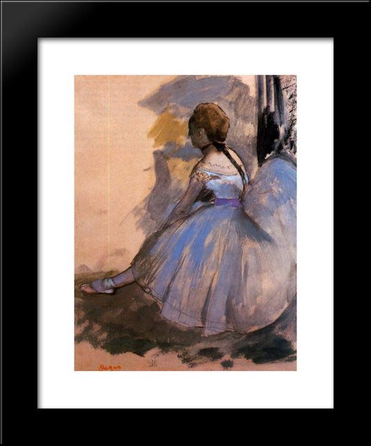 Dancer Seated (Study) 20x24 Black Modern Wood Framed Art Print Poster by Degas, Edgar