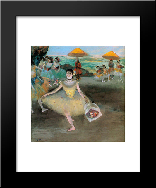 Dancer With A Bouquet Bowing 20x24 Black Modern Wood Framed Art Print Poster by Degas, Edgar