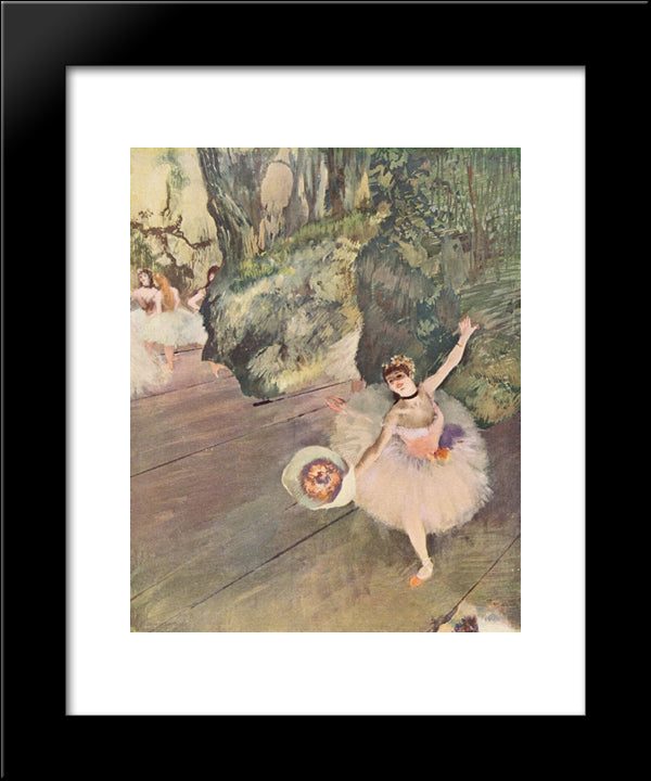 Dancer With A Bouquet Of Flowers (The Star Of The Ballet) 20x24 Black Modern Wood Framed Art Print Poster by Degas, Edgar