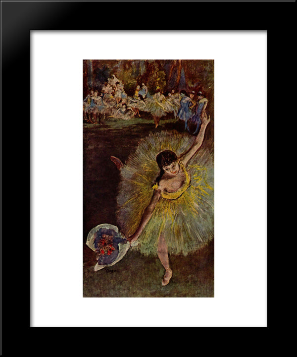 Dancer With Bouquet 20x24 Black Modern Wood Framed Art Print Poster by Degas, Edgar