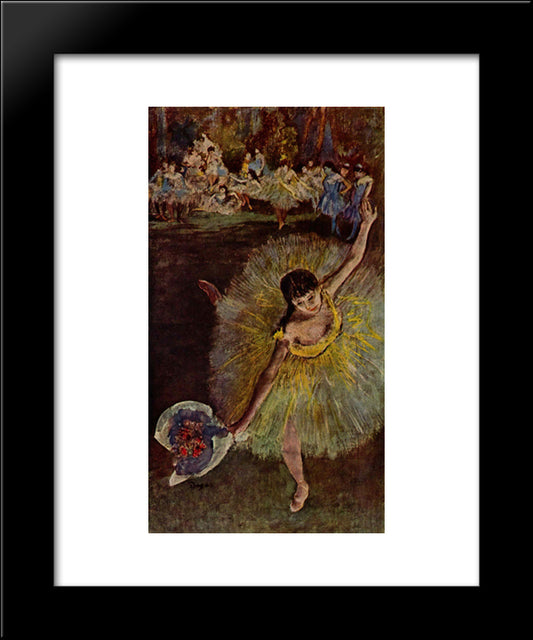 Dancer With Bouquet 20x24 Black Modern Wood Framed Art Print Poster by Degas, Edgar