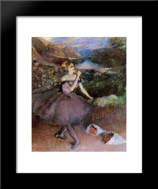 Dancer With Bouquets 20x24 Black Modern Wood Framed Art Print Poster by Degas, Edgar