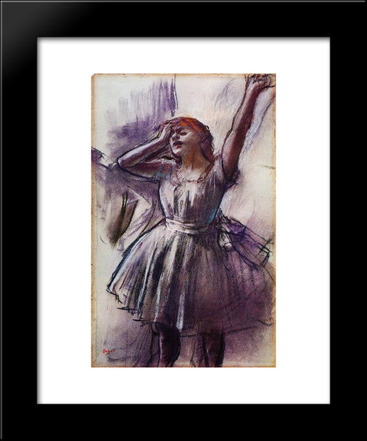 Dancer With Left Arm Raised 20x24 Black Modern Wood Framed Art Print Poster by Degas, Edgar