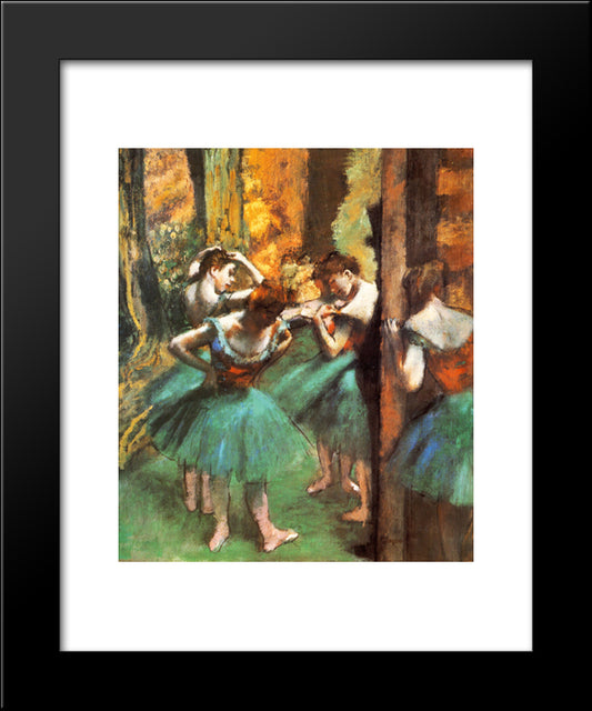 Dancers, Pink And Green 20x24 Black Modern Wood Framed Art Print Poster by Degas, Edgar