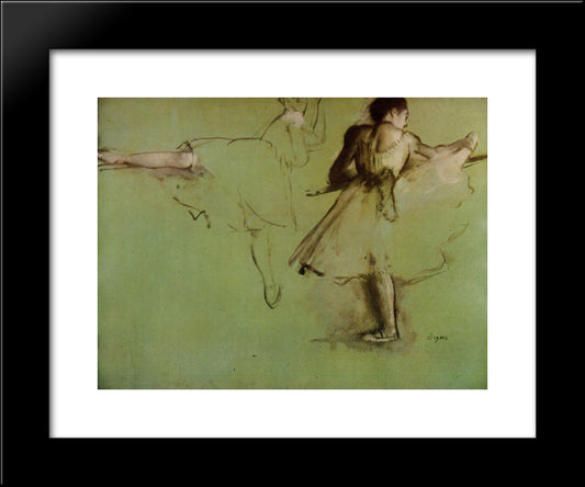 Dancers At The Barre (Study) 20x24 Black Modern Wood Framed Art Print Poster by Degas, Edgar