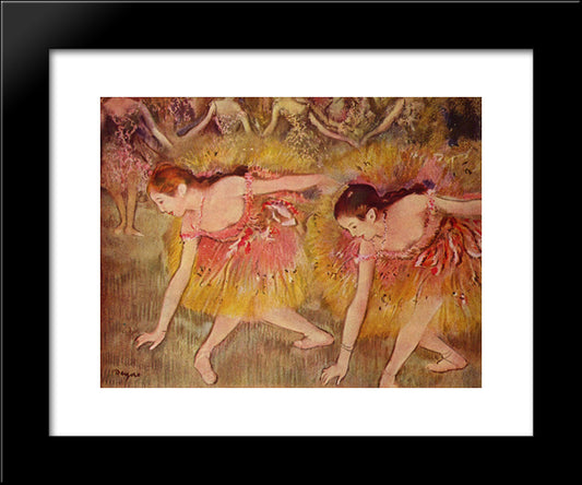 Dancers Bending Down 20x24 Black Modern Wood Framed Art Print Poster by Degas, Edgar