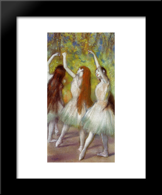 Dancers In Green 20x24 Black Modern Wood Framed Art Print Poster by Degas, Edgar