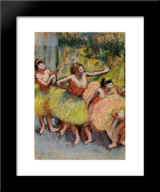 Dancers In Green And Yellow 20x24 Black Modern Wood Framed Art Print Poster by Degas, Edgar