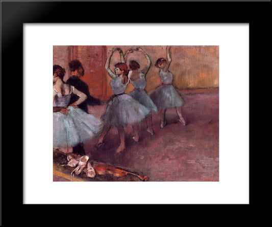 Dancers In Light Blue (Rehearsing In The Dance Studio) 20x24 Black Modern Wood Framed Art Print Poster by Degas, Edgar