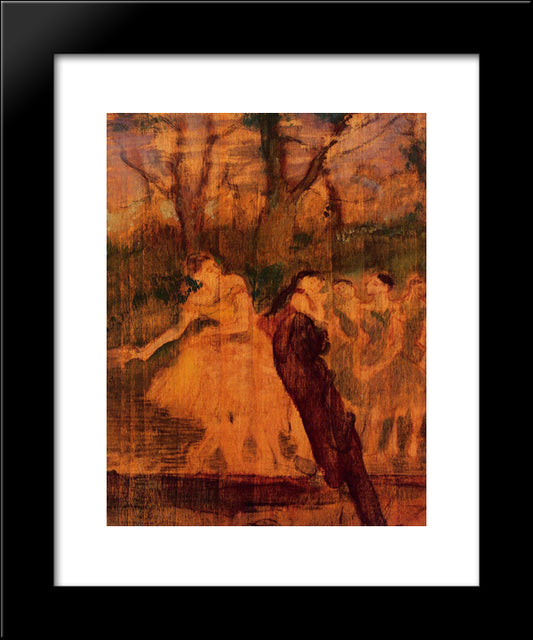 Dancers On The Scenery 20x24 Black Modern Wood Framed Art Print Poster by Degas, Edgar
