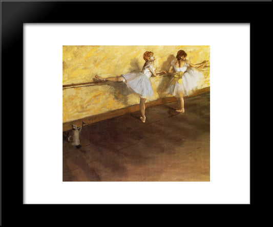 Dancers Practicing At The Barre 20x24 Black Modern Wood Framed Art Print Poster by Degas, Edgar