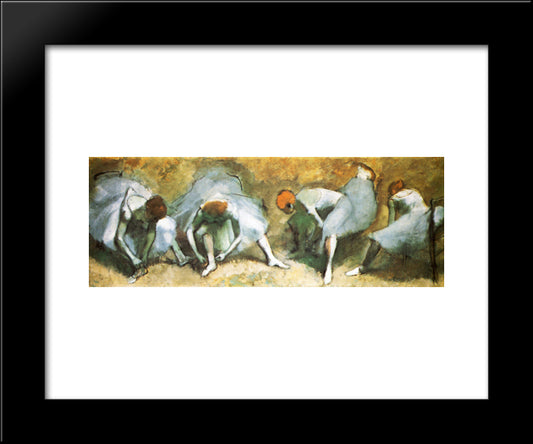 Dancers Tying Shoes 20x24 Black Modern Wood Framed Art Print Poster by Degas, Edgar