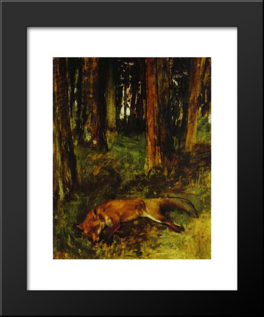 Dead Fox Lying In The Undergrowth 20x24 Black Modern Wood Framed Art Print Poster by Degas, Edgar