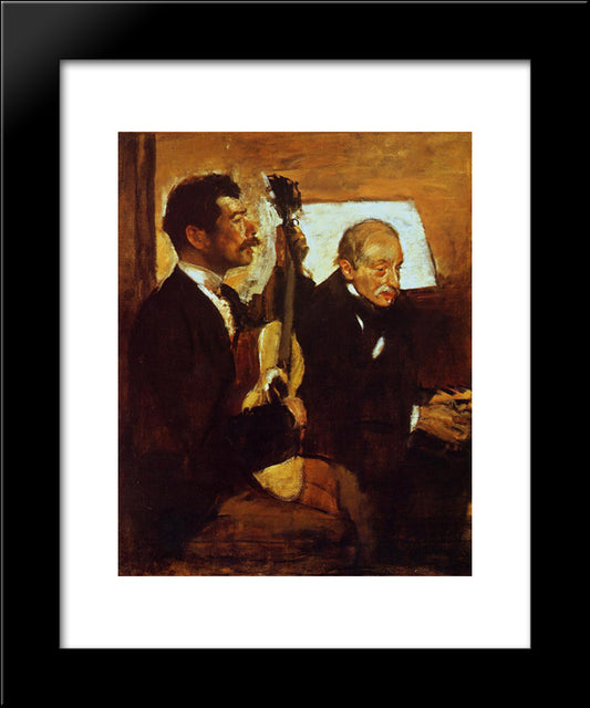 Degas' Father Listening To Lorenzo Pagans 20x24 Black Modern Wood Framed Art Print Poster by Degas, Edgar