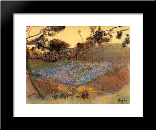 Field Of Flax 20x24 Black Modern Wood Framed Art Print Poster by Degas, Edgar