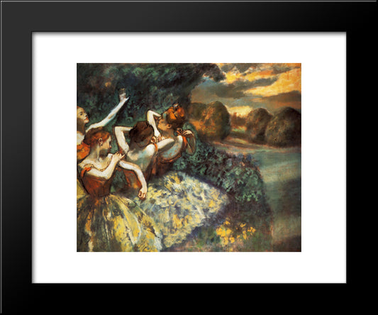 Four Dancers 20x24 Black Modern Wood Framed Art Print Poster by Degas, Edgar