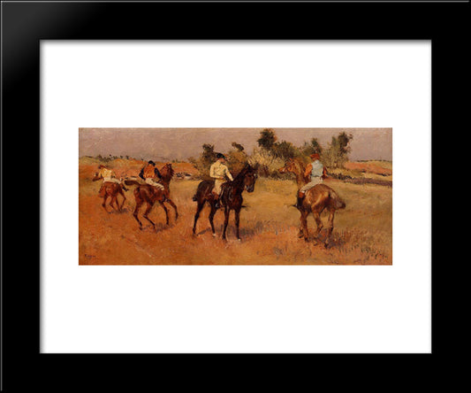 Four Jockeys 20x24 Black Modern Wood Framed Art Print Poster by Degas, Edgar