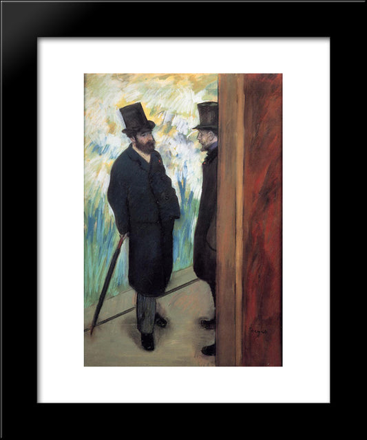 Friends At The Theatre, Ludovic Halevy And Albert Cave 20x24 Black Modern Wood Framed Art Print Poster by Degas, Edgar