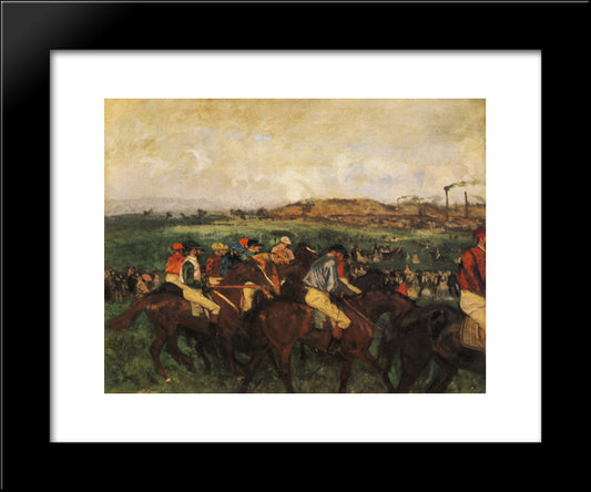 Gentlemen Jockeys Before The Start 20x24 Black Modern Wood Framed Art Print Poster by Degas, Edgar