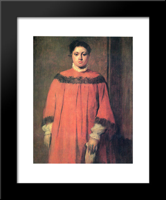 Girl In Red 20x24 Black Modern Wood Framed Art Print Poster by Degas, Edgar