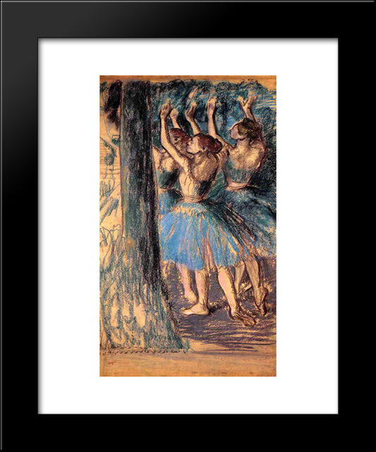 Group Of Dancers, Tree Decor 20x24 Black Modern Wood Framed Art Print Poster by Degas, Edgar