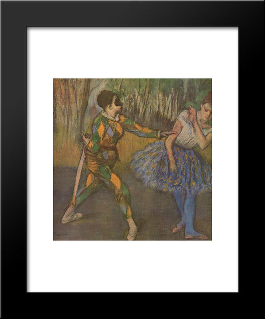 Harlequin And Colombina 20x24 Black Modern Wood Framed Art Print Poster by Degas, Edgar
