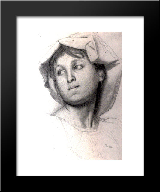 Head Of A Young Roman Girl 20x24 Black Modern Wood Framed Art Print Poster by Degas, Edgar