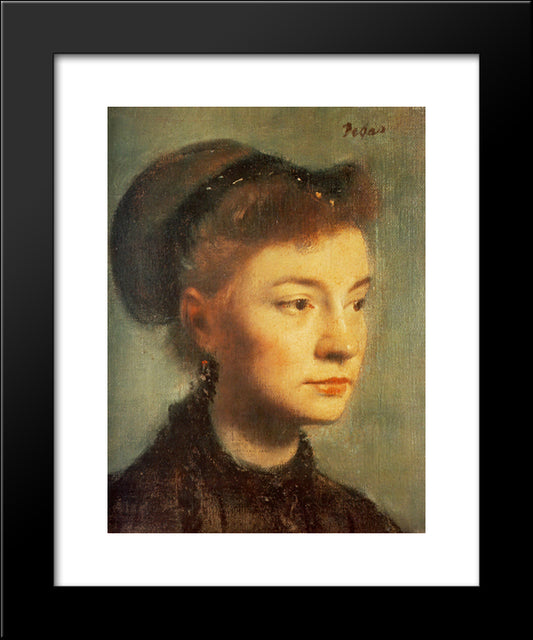 Head Of A Young Woman 20x24 Black Modern Wood Framed Art Print Poster by Degas, Edgar