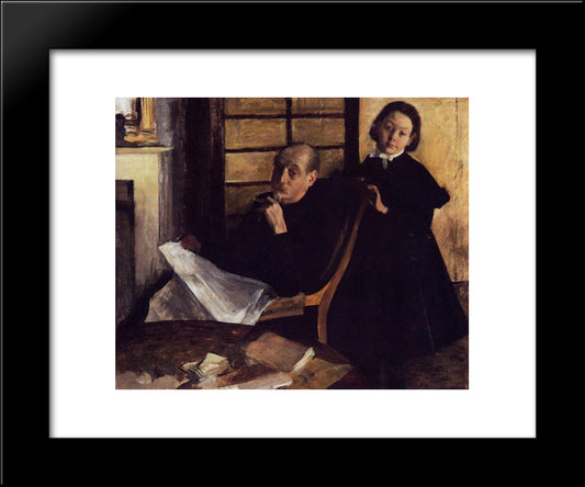Henri De Gas And His Neice, Lucie Degas 20x24 Black Modern Wood Framed Art Print Poster by Degas, Edgar