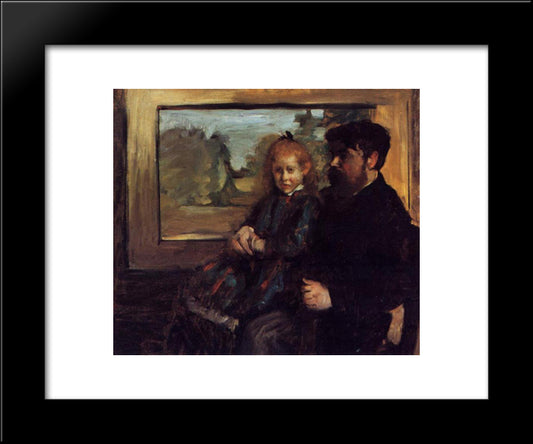 Henri Rouart And His Daughter Helene 20x24 Black Modern Wood Framed Art Print Poster by Degas, Edgar