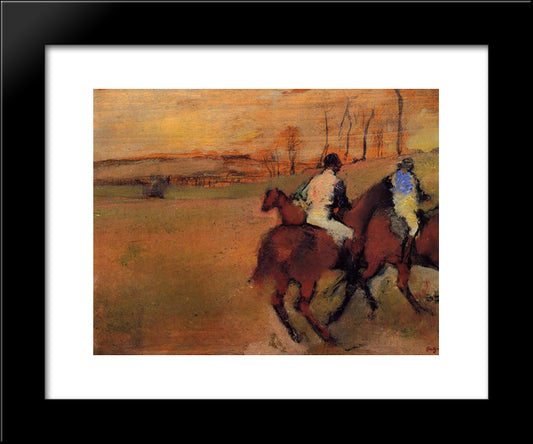 Horses And Jockeys 20x24 Black Modern Wood Framed Art Print Poster by Degas, Edgar