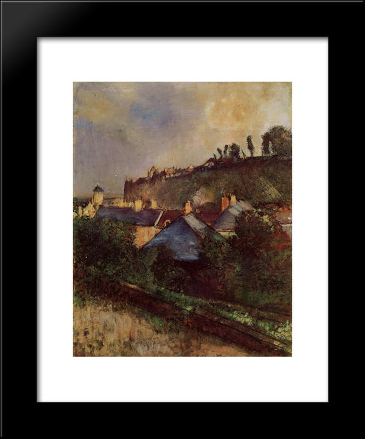 Houses At The Foot Of A Cliff (Saint-Valery-Sur-Somme) 20x24 Black Modern Wood Framed Art Print Poster by Degas, Edgar