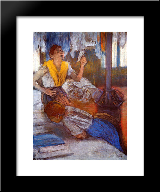 In A Laundry 20x24 Black Modern Wood Framed Art Print Poster by Degas, Edgar