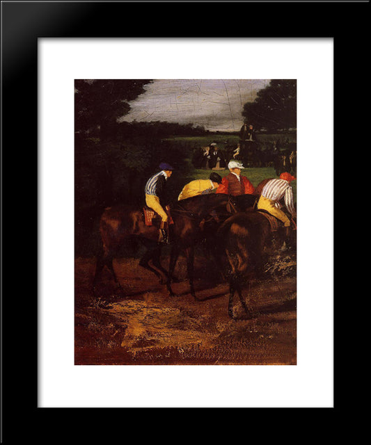 Jockeys At Epsom 20x24 Black Modern Wood Framed Art Print Poster by Degas, Edgar