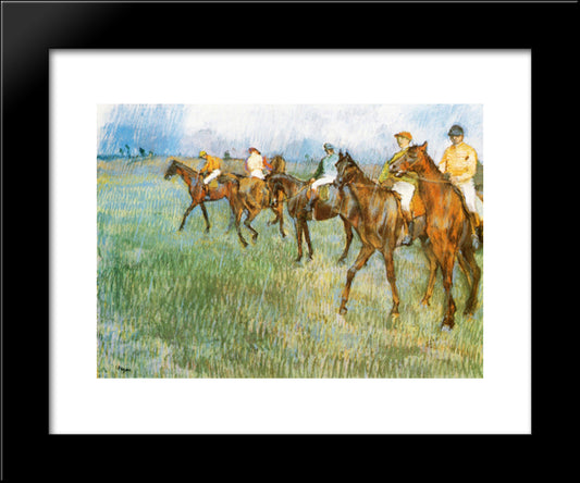 Jockeys In The Rain 20x24 Black Modern Wood Framed Art Print Poster by Degas, Edgar