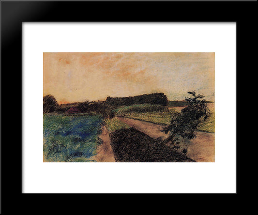 Landscape On The Orne 20x24 Black Modern Wood Framed Art Print Poster by Degas, Edgar