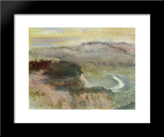 Landscape With Hills 20x24 Black Modern Wood Framed Art Print Poster by Degas, Edgar