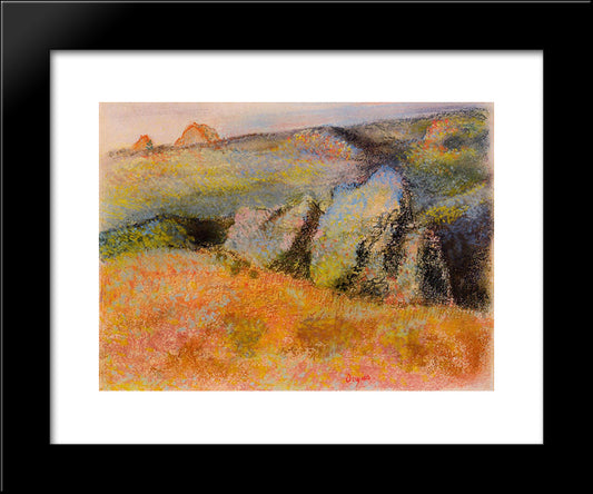 Landscape With Rocks 20x24 Black Modern Wood Framed Art Print Poster by Degas, Edgar