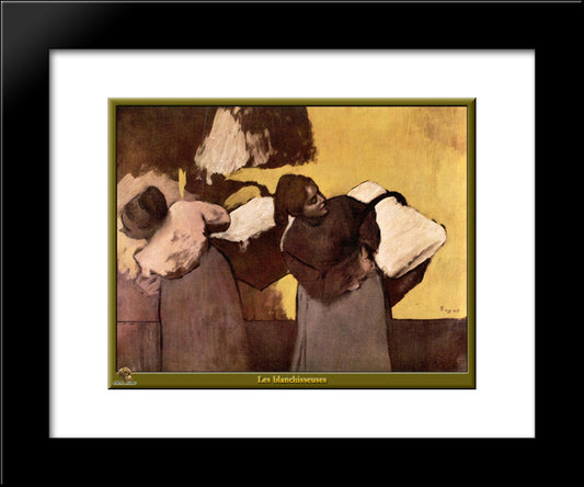Laundress Carrying Linen 20x24 Black Modern Wood Framed Art Print Poster by Degas, Edgar